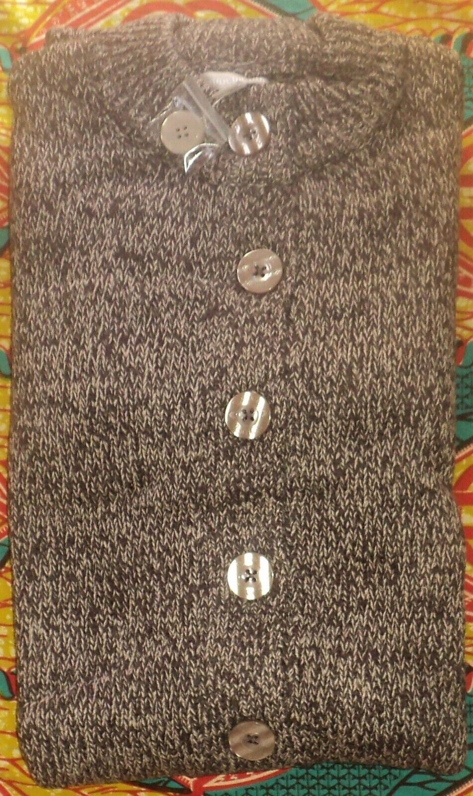 Woman Within Plus Size Light Khaki Chocolate Marled Sweater Cardigan Size 4X