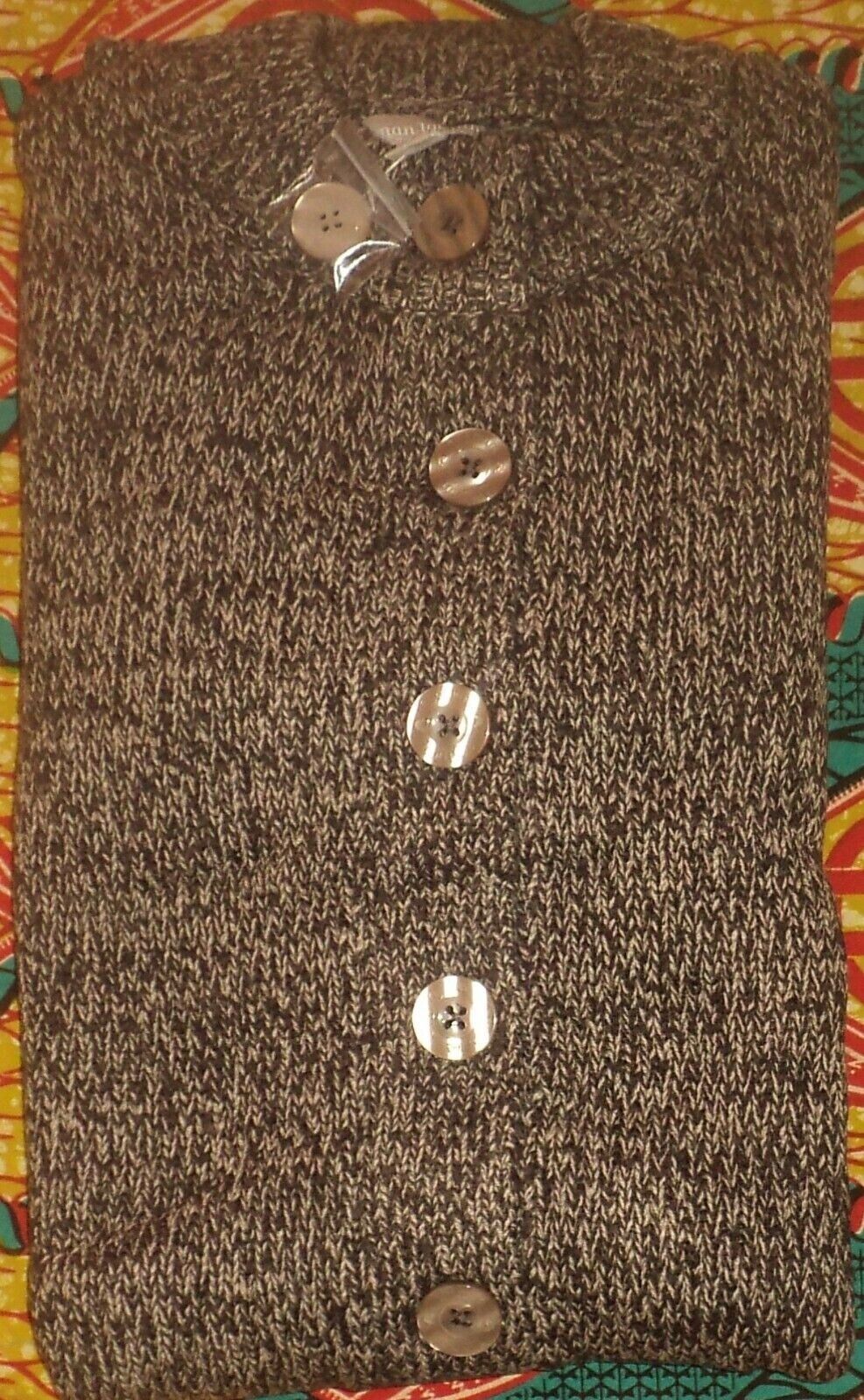 Woman Within Plus Size Light Khaki Chocolate Marled Sweater Cardigan Size 4X
