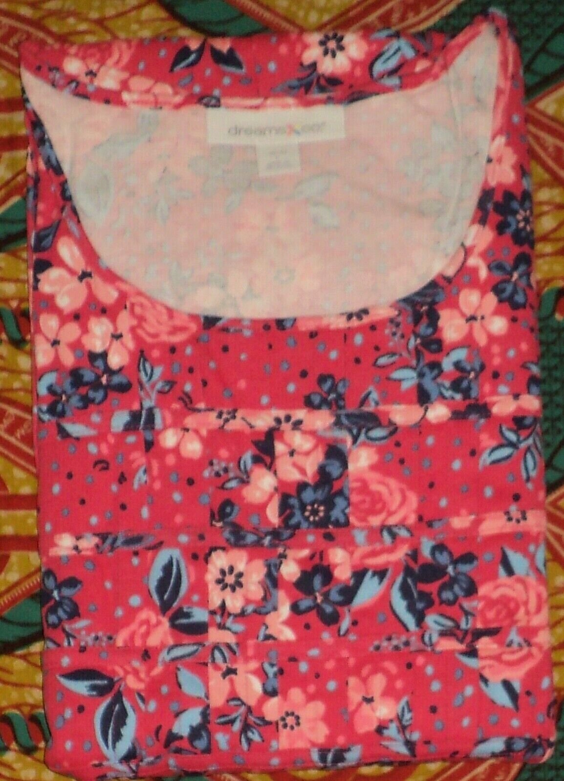 Dreams & Co. Plus Size Radiant Pink Flowers Pintucked Lounger Size 5X(38/40)