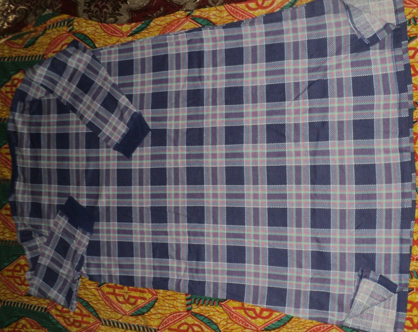 Dreams & Co. Plus Size Ultra Blue Thermal Henley Sleepshirt Size 1X(22/24)