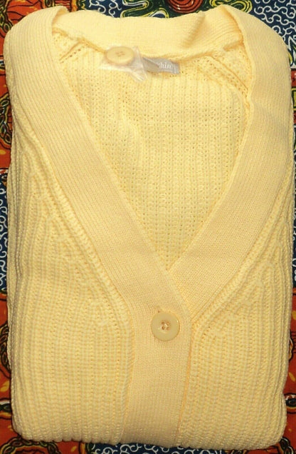Woman Within Plus Size Banana  Long Sleeves Shaker Knit Cardigan Size 4X(34/36)