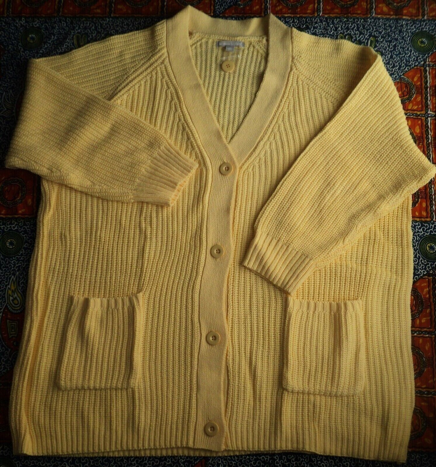 Woman Within Plus Size Banana  Long Sleeves Shaker Knit Cardigan Size 4X(34/36)