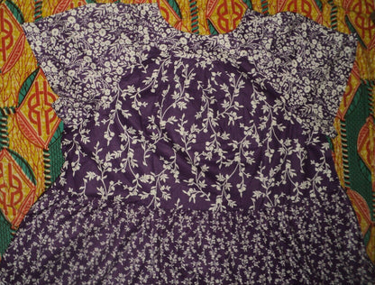 Only Necessities Plus Size Plum Burst Flutter Sleeve Tiered Long Lounger Size 1X