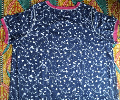 Dreams & Co. Plus Size Evening Blue Stars Long Henley Sleepshirt Size 3X(30/32)