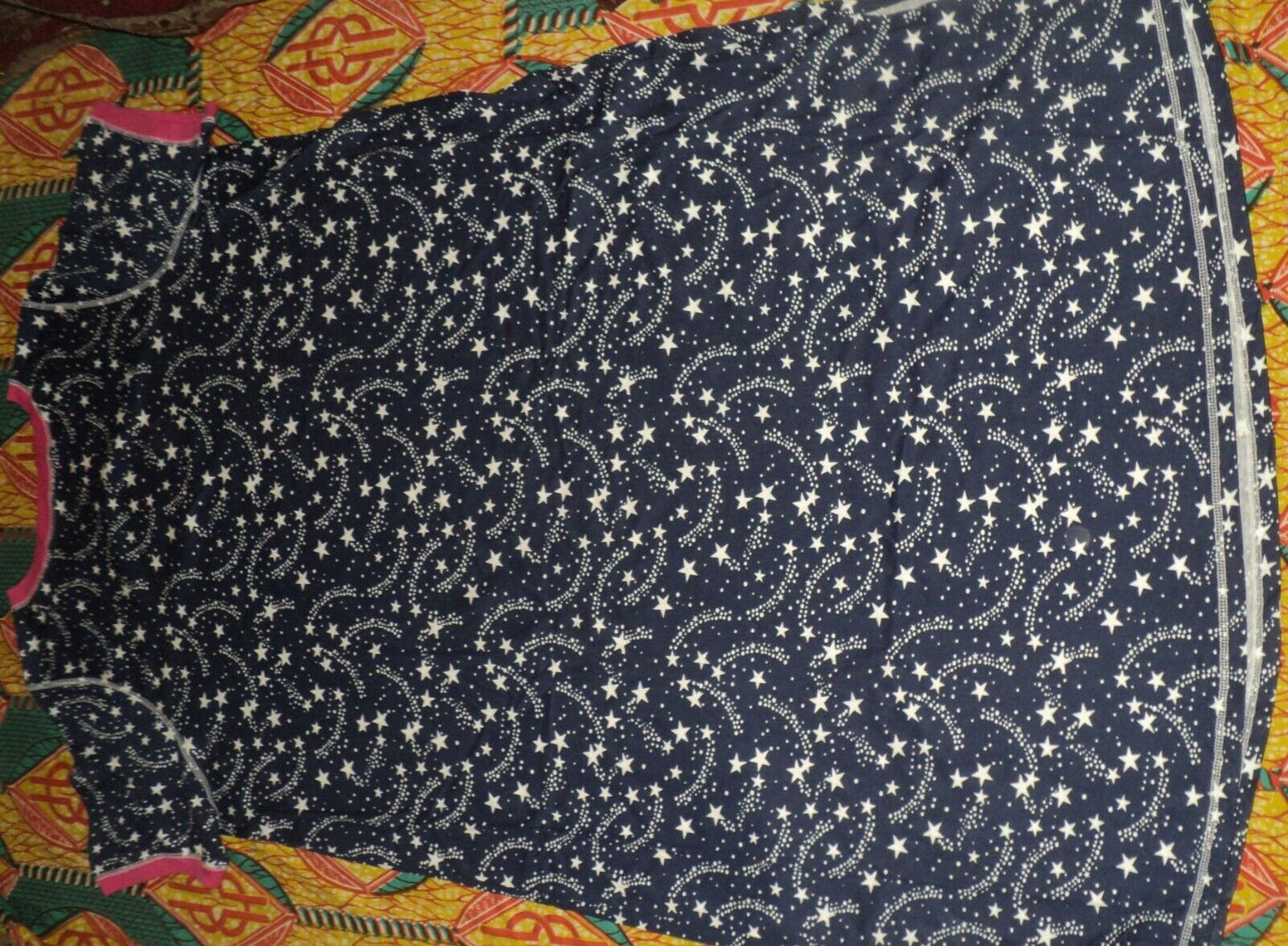 Dreams & Co. Plus Size Evening Blue Stars Long Henley Sleepshirt Size 3X(30/32)