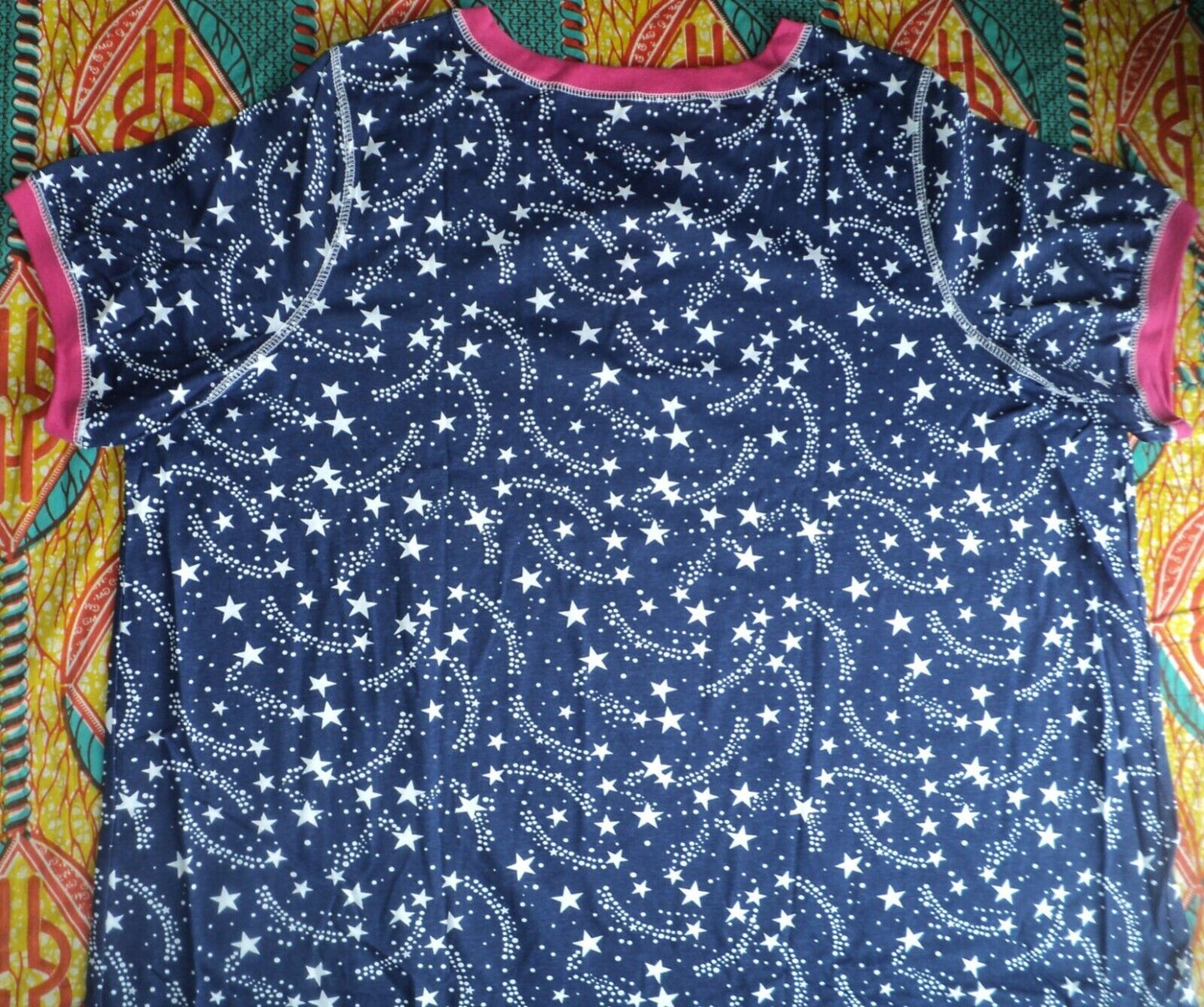 Dreams & Co. Plus Size Evening Blue Stars Long Henley Sleepshirt Size 2X(26/28)