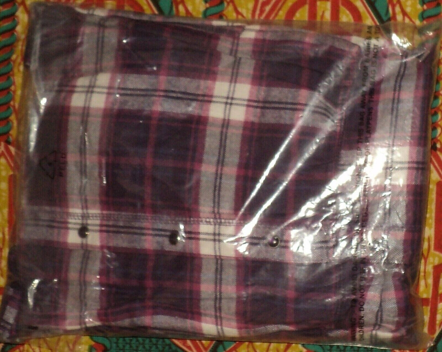 Only Necessities Plus Size Rich Violet Plaid Flannel Snap-Front Lounger Size 2X