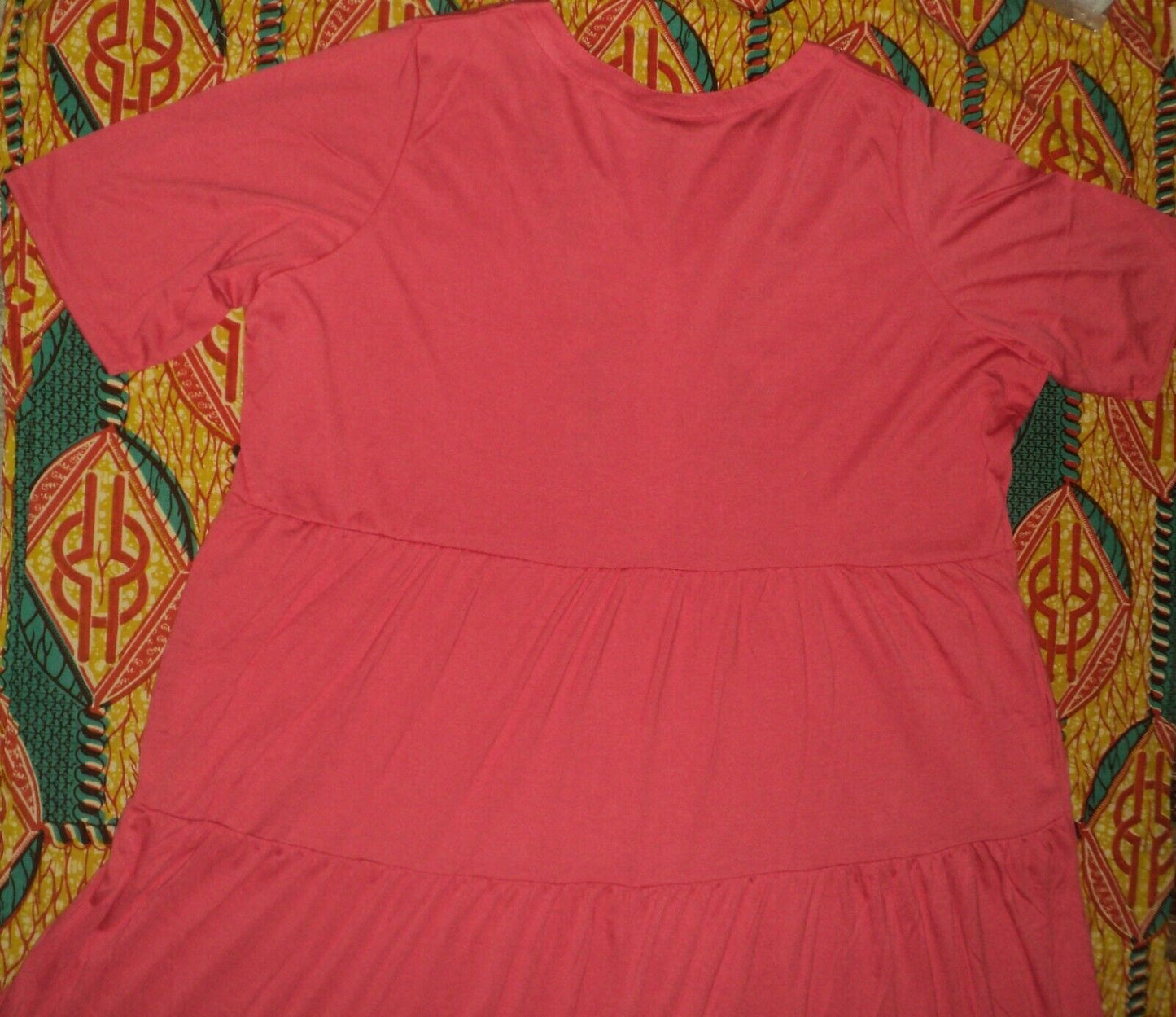 Woman Within Plus Size Rose Pink Embroidered Front Tiered Henley Dress Size 1X