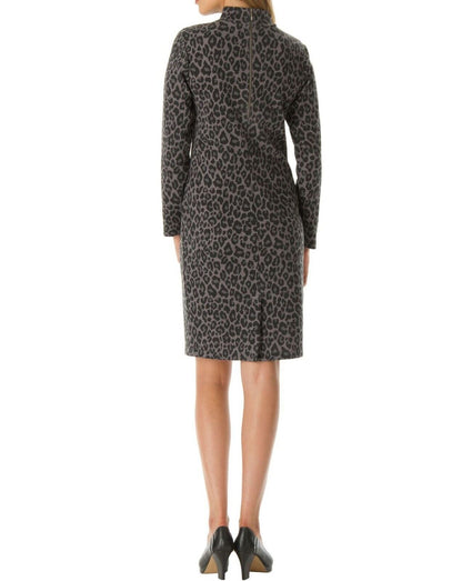 Jessica London Plus size Grey Long Sleeves Mockneck Animal Print Dress Size 24