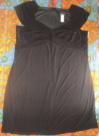 Onyx Nite Plus Size Black Black Twist Bodice Cap Sleeve Dress Size 24W