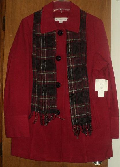 Liz Claiborne Ruby Red Plus Size Long Sleeves Scarf Coat Size XL