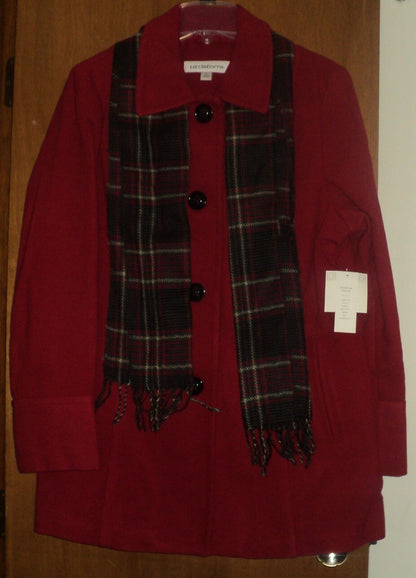 Liz Claiborne Ruby Red Plus Size Long Sleeves Scarf Coat Size XL