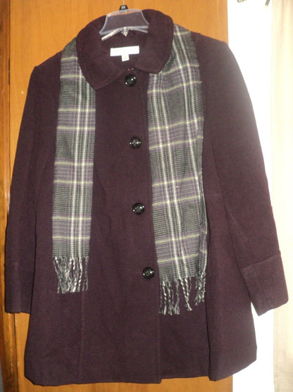 Liz Claiborne Egg Plant Plus size Scarf Coat Size 3X(22W/24W)