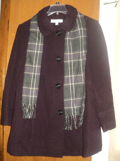 Liz Claiborne Egg Plant Plus size Scarf Coat Size 3X(22W/24W)