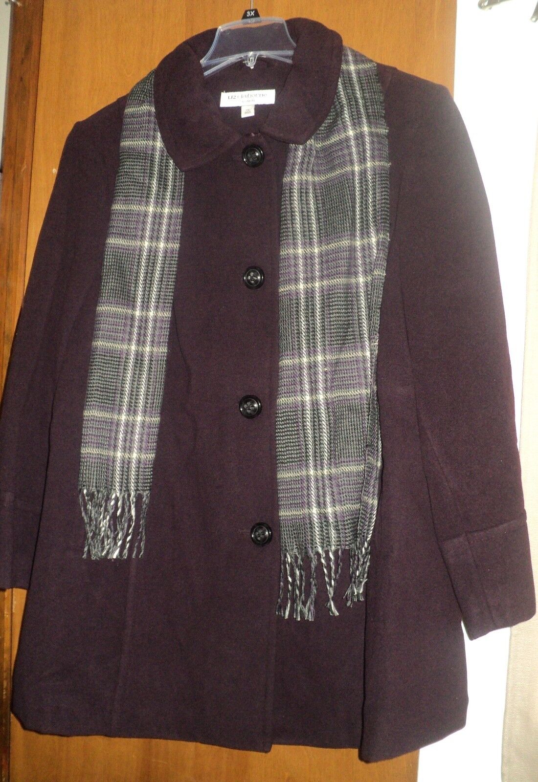 Liz Claiborne Egg Plant Plus size Scarf Coat Size 3X(22W/24W)