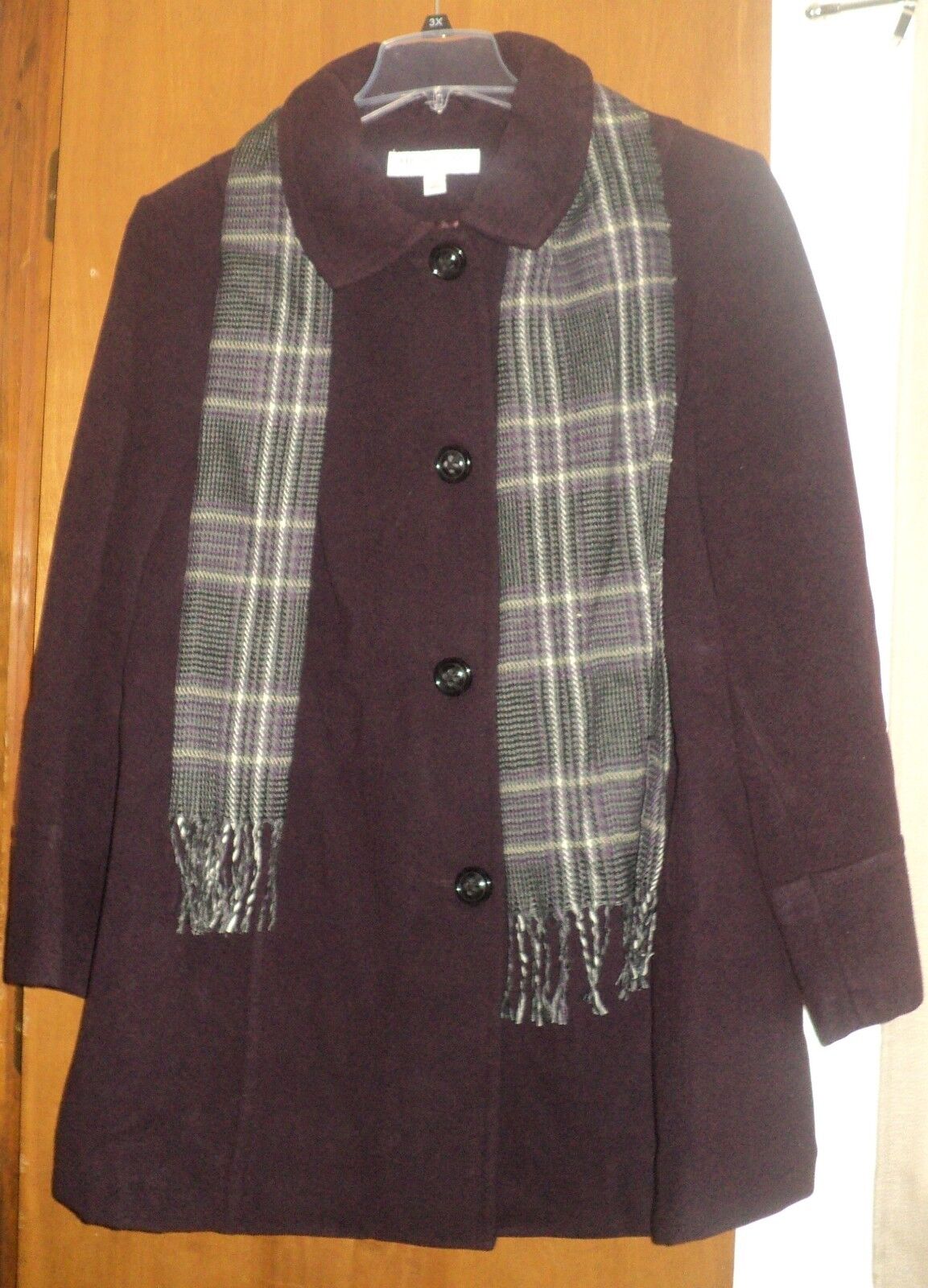 Liz Claiborne Egg Plant Plus size Scarf Coat Size 3X(22W/24W)