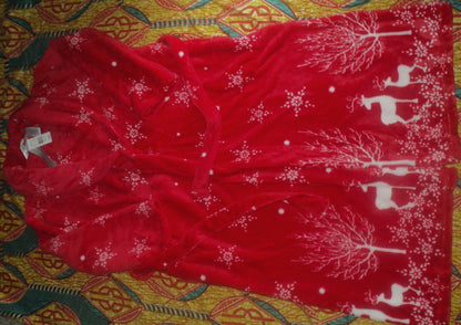 Jasmine Rose Crimson Red Holiday Print Wrap Robe Medium