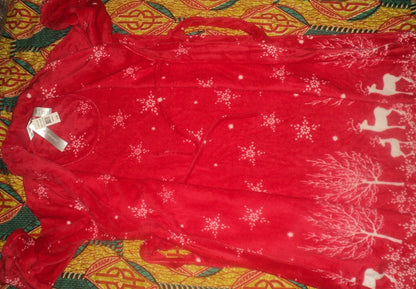 Jasmine Rose Crimson Red Holiday Print Wrap Robe Medium