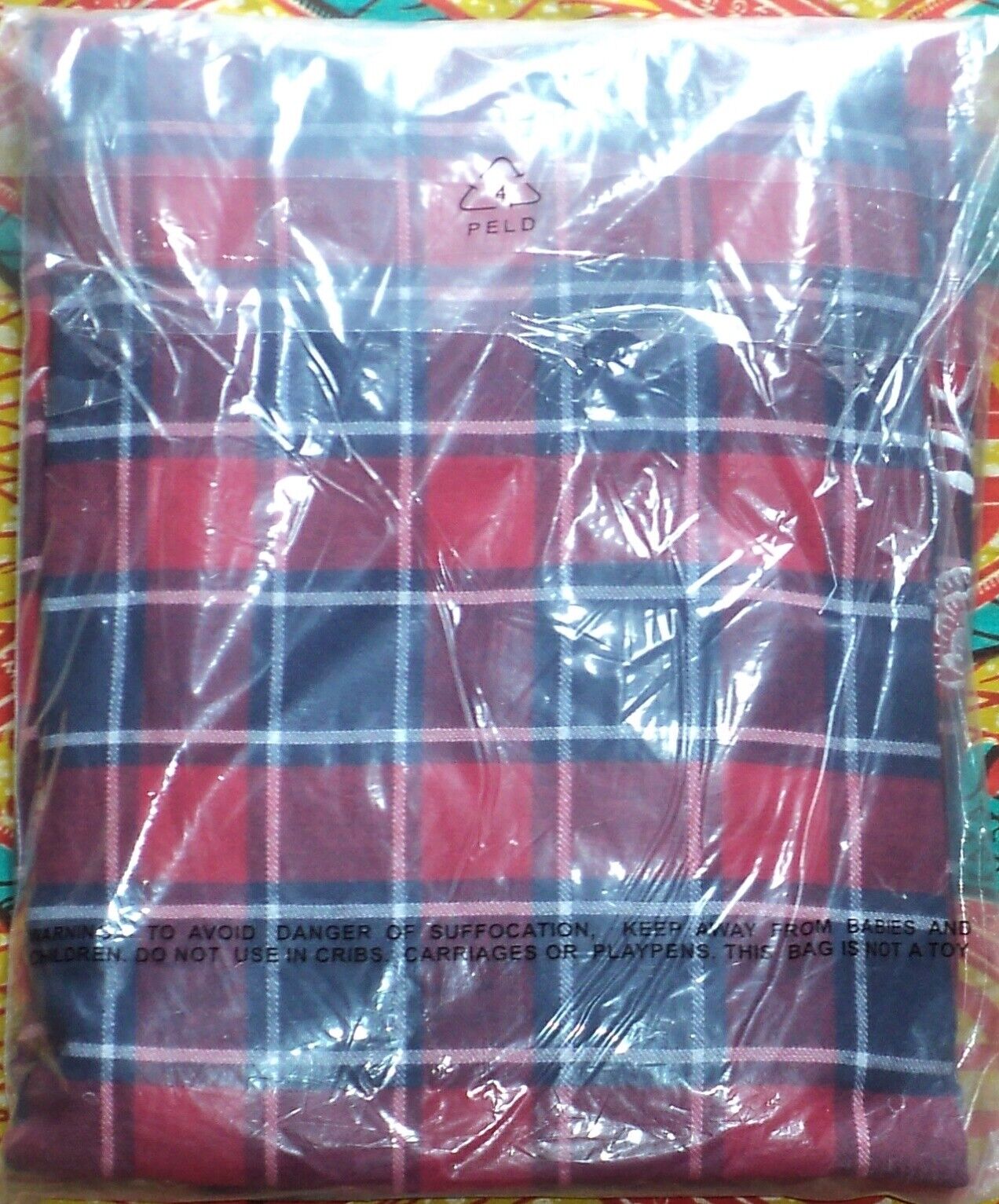 Dreams & Co. Plus Size Navy Plaid Embroidered Cotton Flannel Lounger Sz L(18/20)