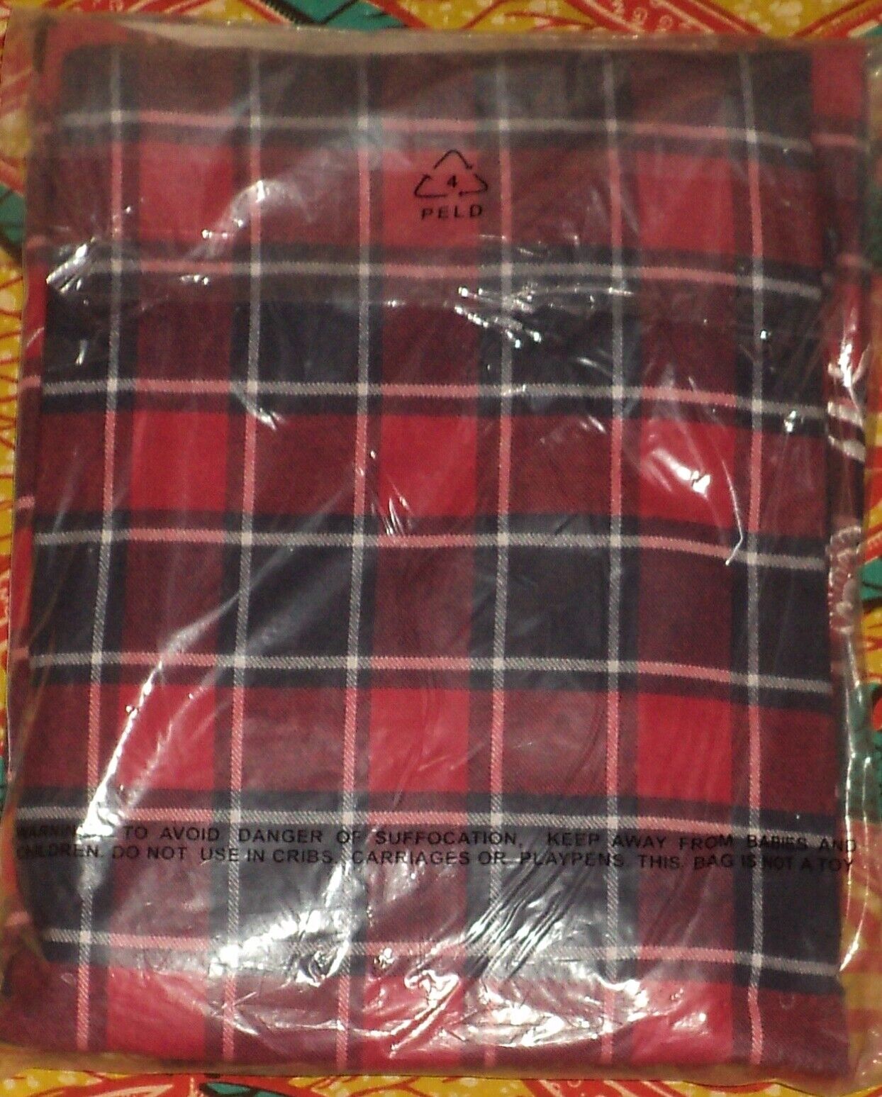 Dreams & Co. Plus Size Navy Plaid Embroidered Cotton Flannel Lounger Sz L(18/20)