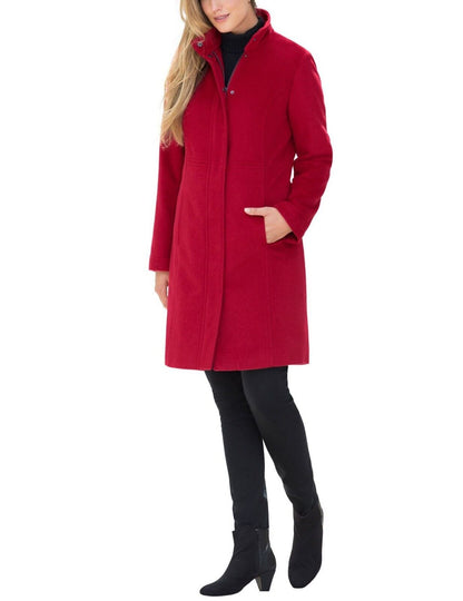 Jessica London Plus Size Classic Red Long Sleeves Wool-Blend Shirtcoat Size 26