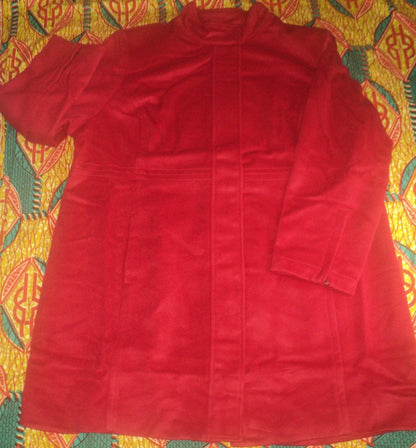 Jessica London Plus Size Classic Red Long Sleeves Wool-Blend Shirtcoat Size 26