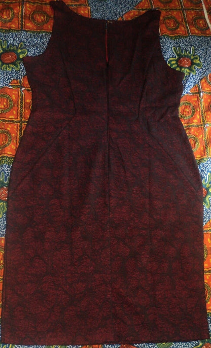 Worthington Black/Rumba Red Sleeveless Allover Lace Dress Size 14