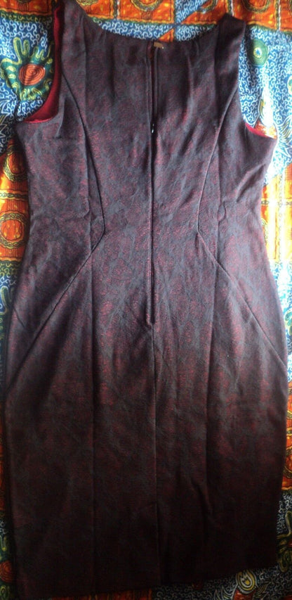 Worthington Black/Rumba Red Sleeveless Allover Lace Dress Size 14