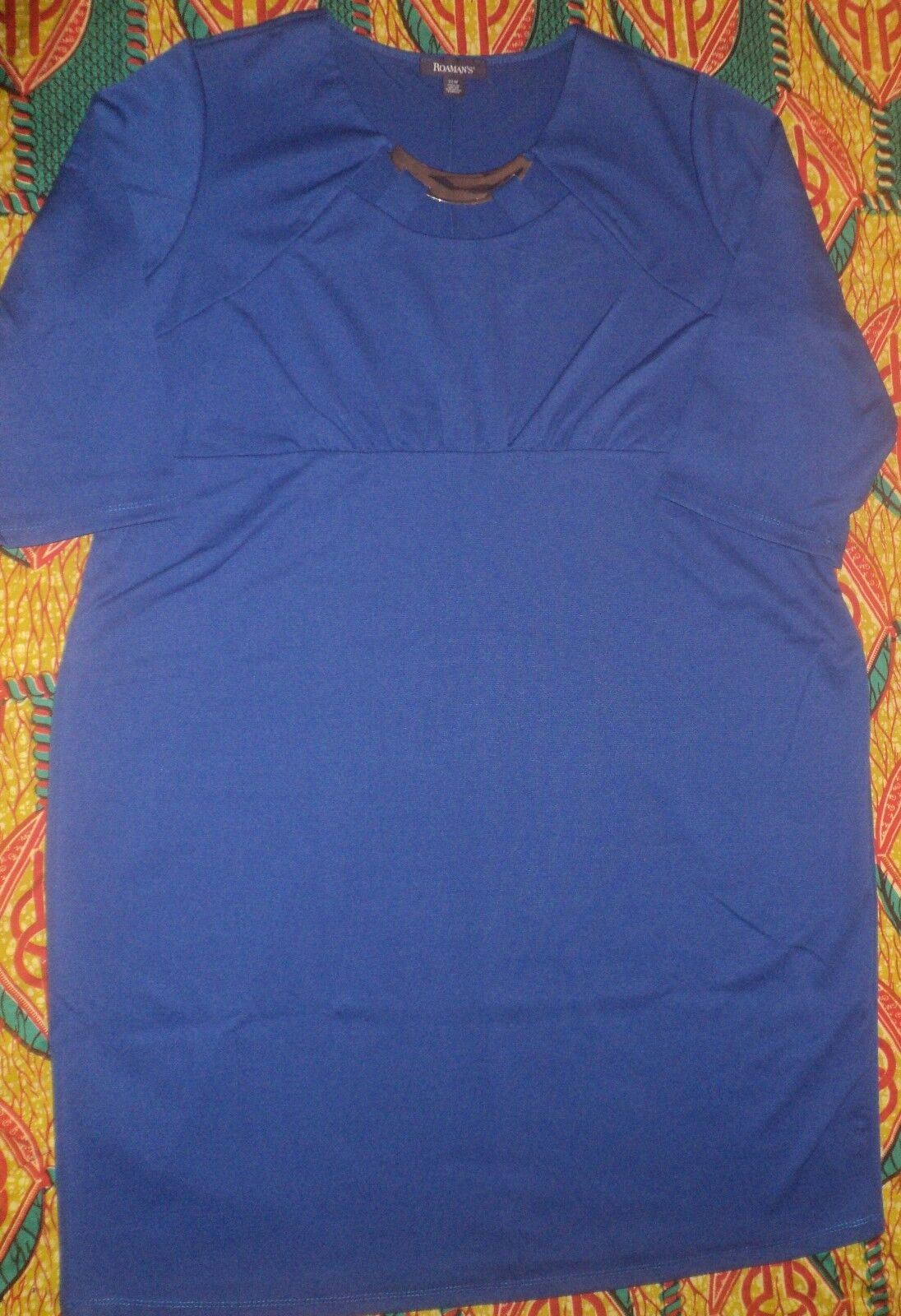 Roaman's Plus Size Dark Sapphire 3/4  Sleeve Cutout Dress Size 24W