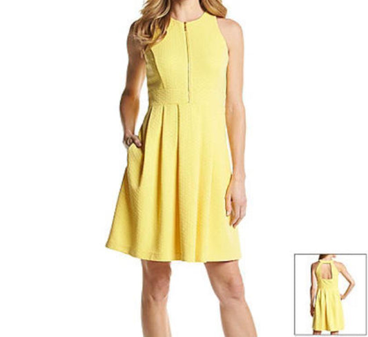 Jessica Simpson Yellow Zipper Fit And Flare Sleeveless Dress Size 6