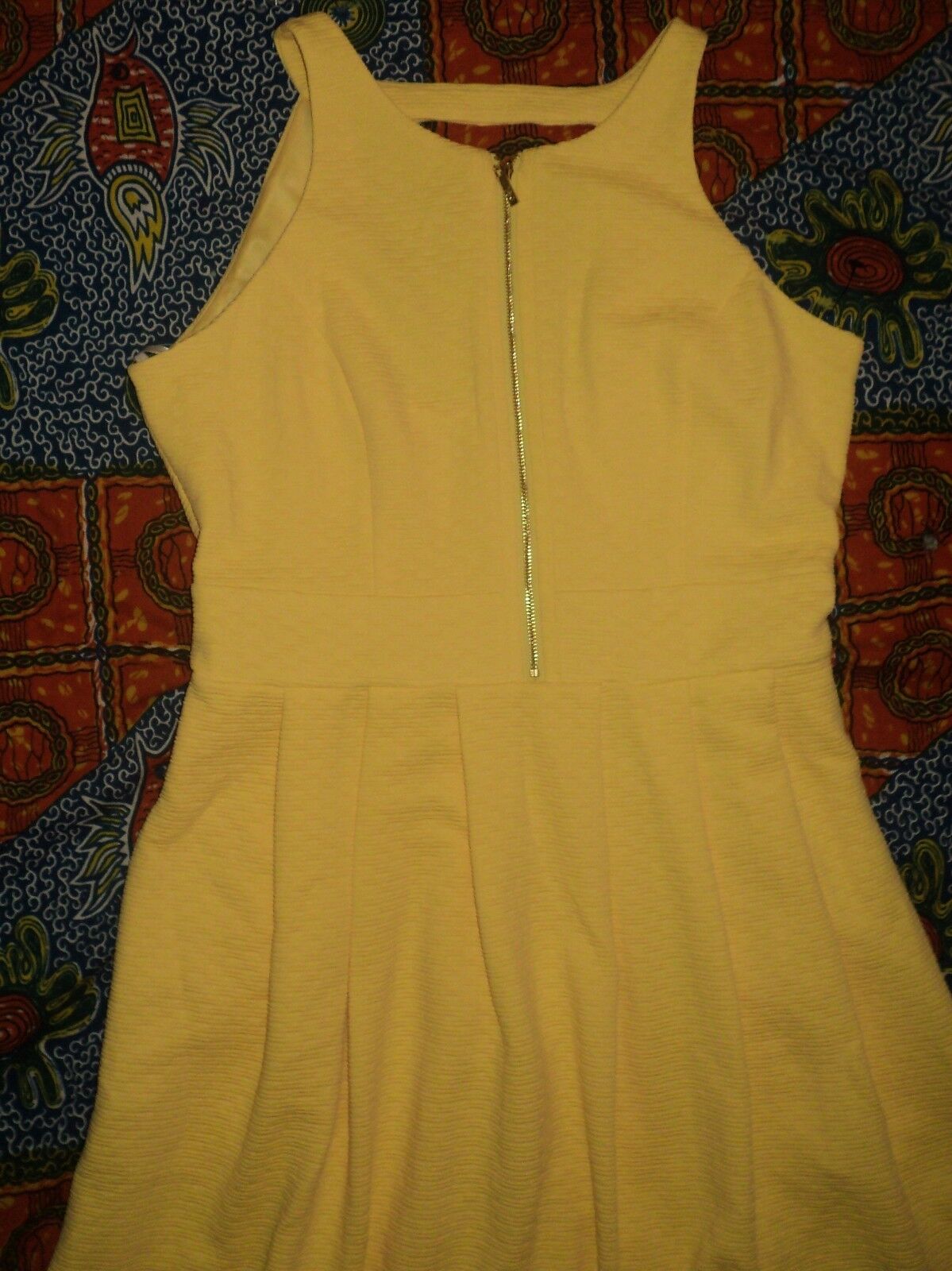 Jessica Simpson Yellow Zipper Fit And Flare Sleeveless Dress Size 6