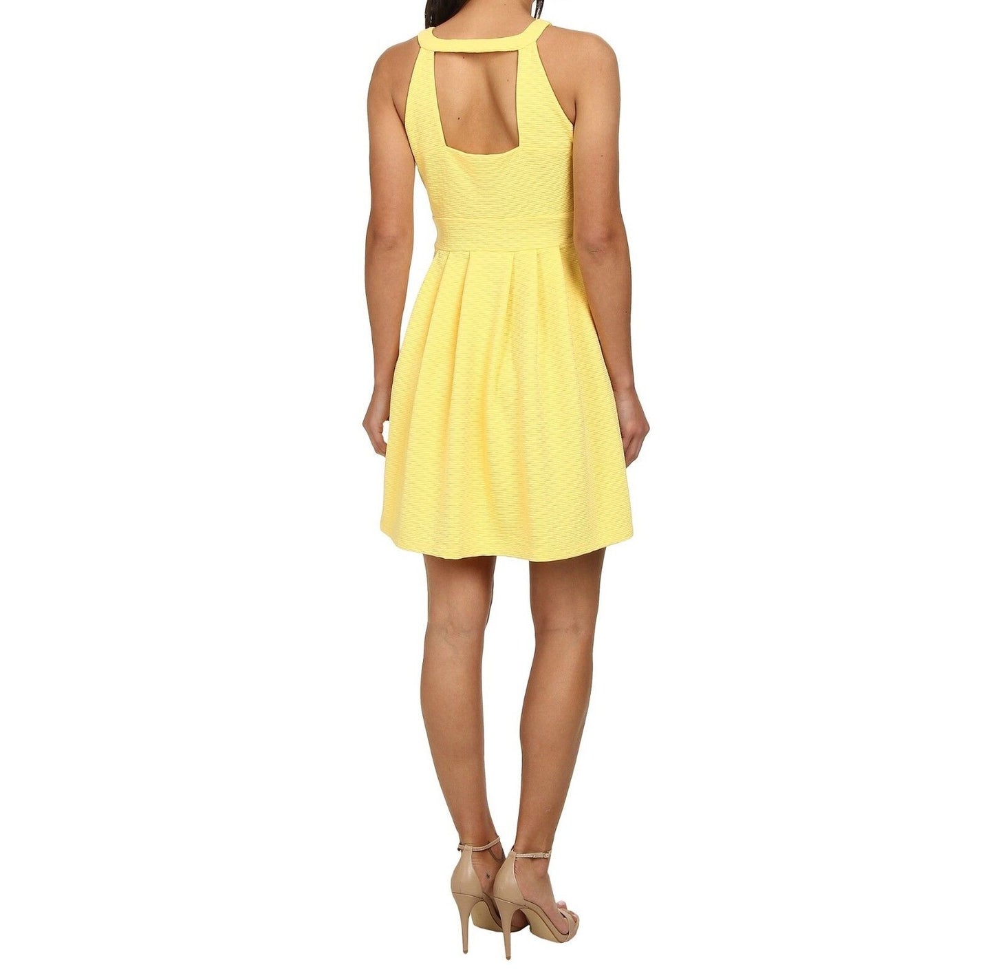 Jessica Simpson Yellow Zipper Fit And Flare Sleeveless Dress Size 6