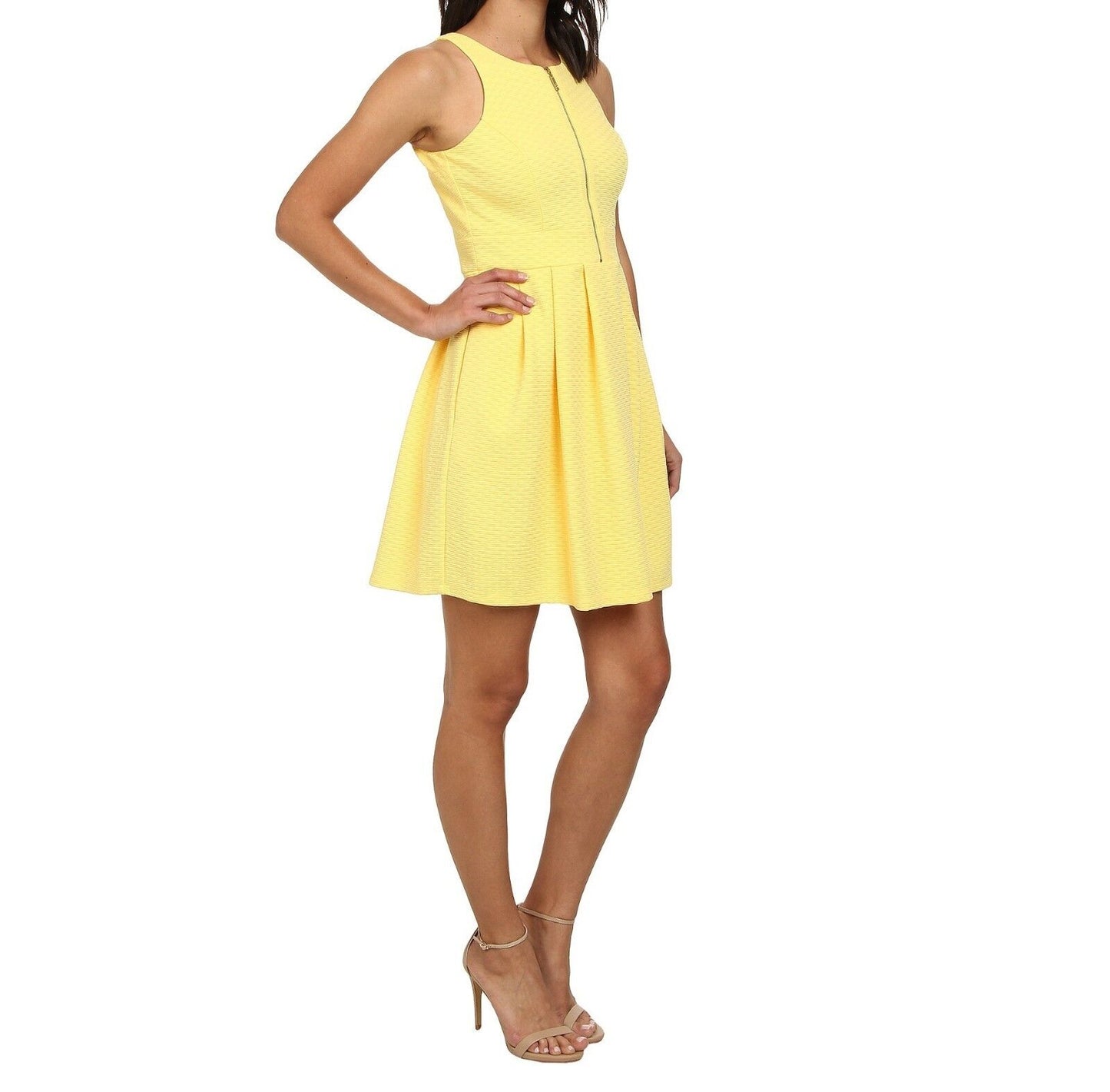 Jessica Simpson Yellow Zipper Fit And Flare Sleeveless Dress Size 6