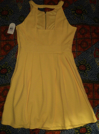 Jessica Simpson Yellow Zipper Fit And Flare Sleeveless Dress Size 6