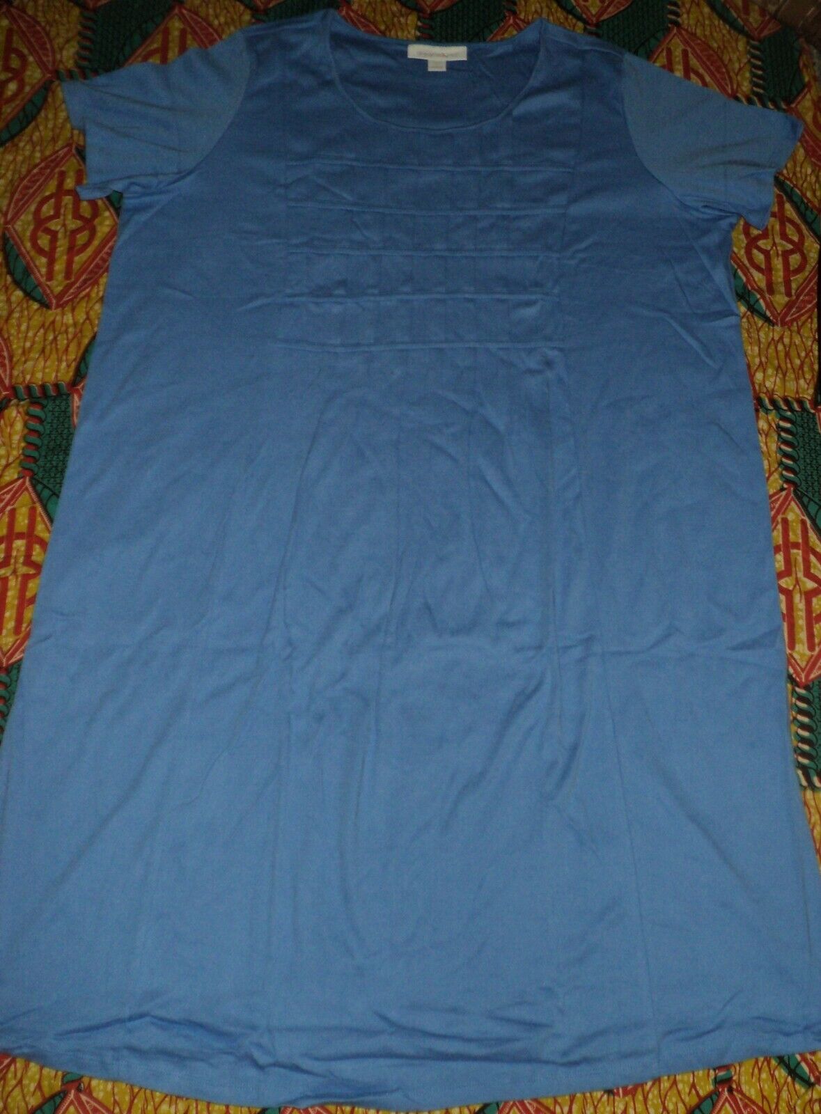 Dreams & Co. Plus Size Cornflower Blue Solid Pintucked Lounger Size 4X(34/36)