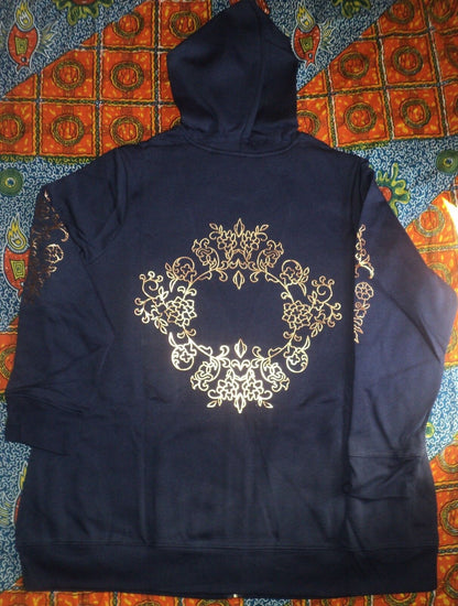 Roaman’s Plus Size Midnight Navy Fleece Screen Print Pantset Size 1X(22W/24W)