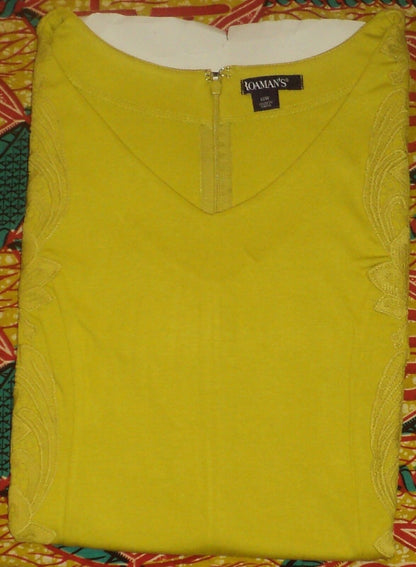 Roaman's Plus Size Bright Pistachio V-neckline Lace Trim Dress Size 20W