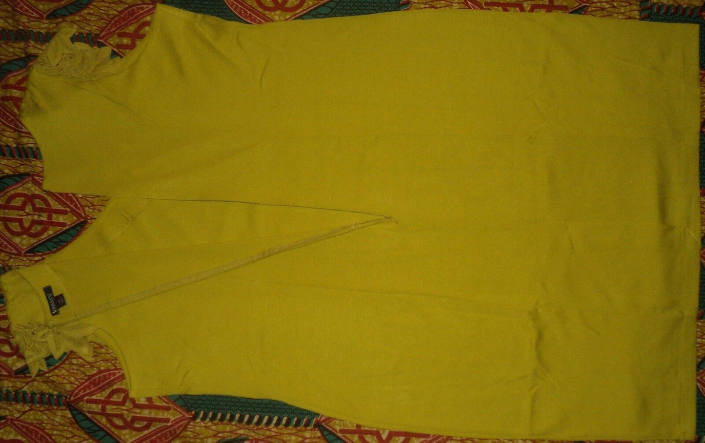 Roaman's Plus Size Bright Pistachio V-neckline Lace Trim Dress Size 20W