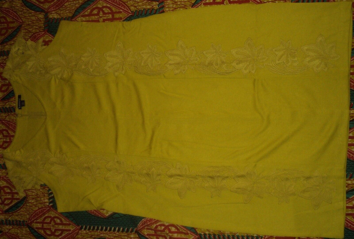 Roaman's Plus Size Bright Pistachio V-neckline Lace Trim Dress Size 20W