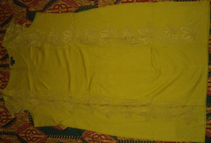 Roaman's Plus Size Bright Pistachio V-neckline Lace Trim Dress Size 20W