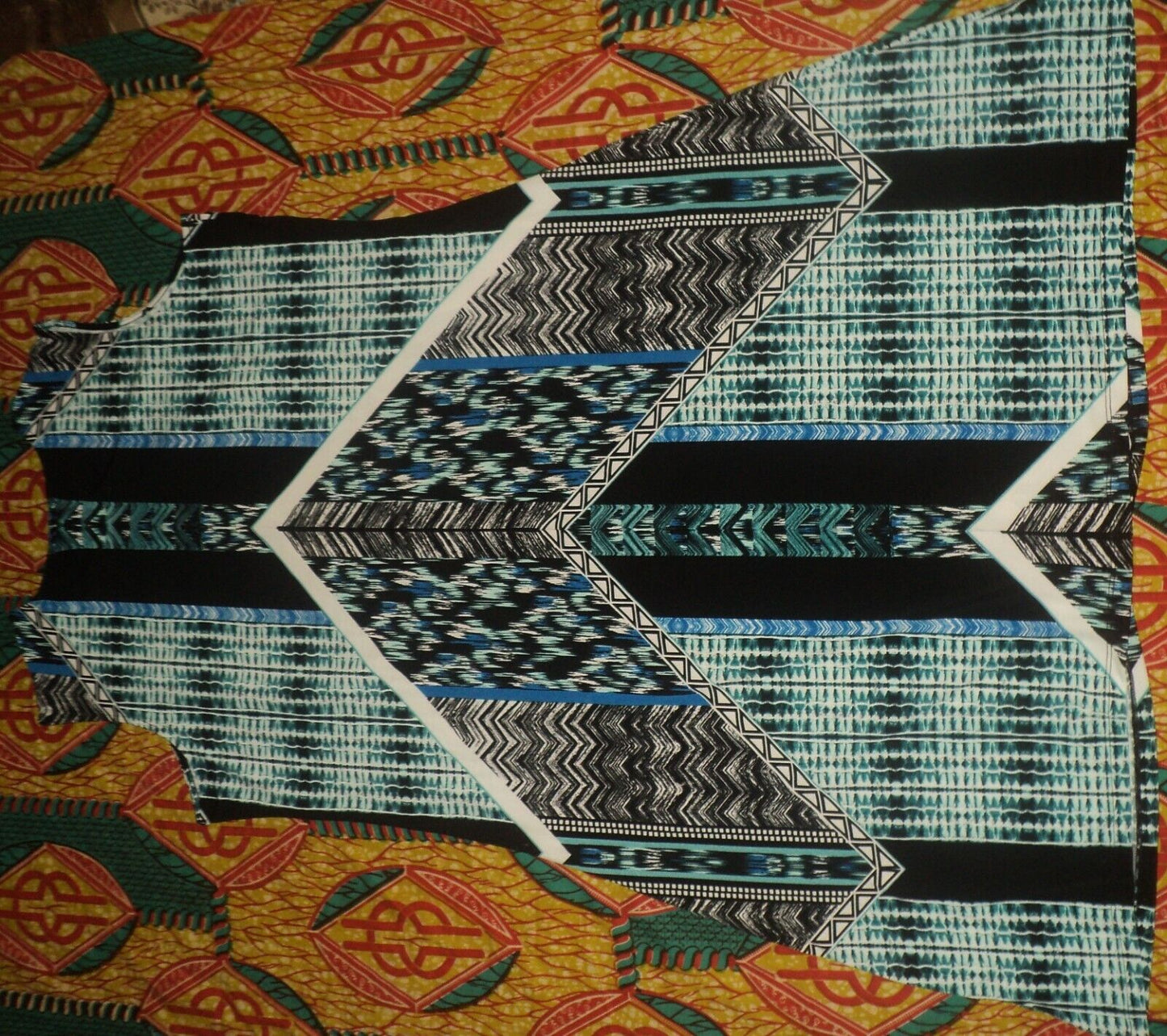 Roaman's Plus Size Teal Graphic Print Knit Sleeveless Dress Size 2X(26/28)