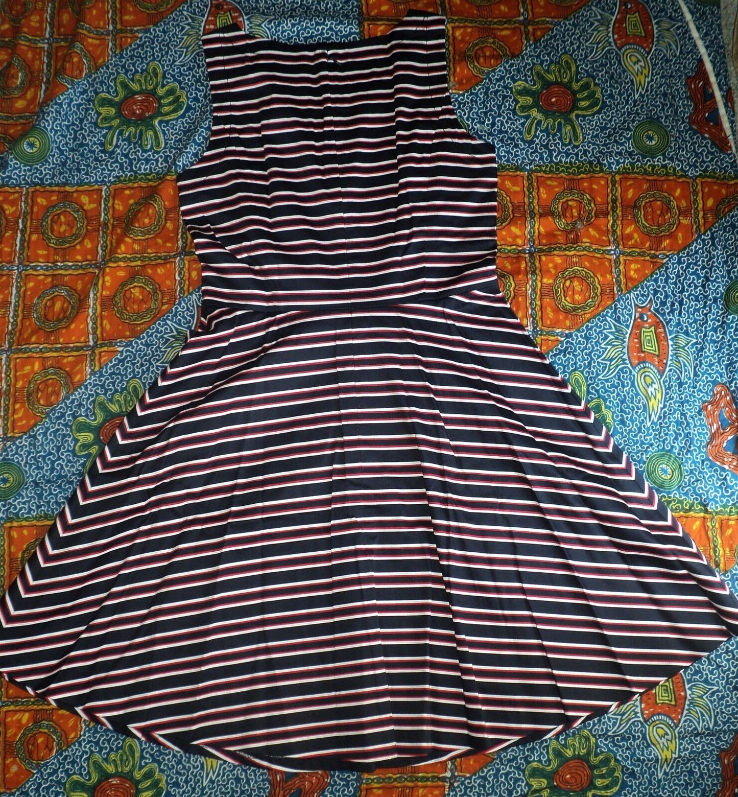 Tommy Hilfiger Masters Navy Peggy Striped Fit & Flare Dress Size 18