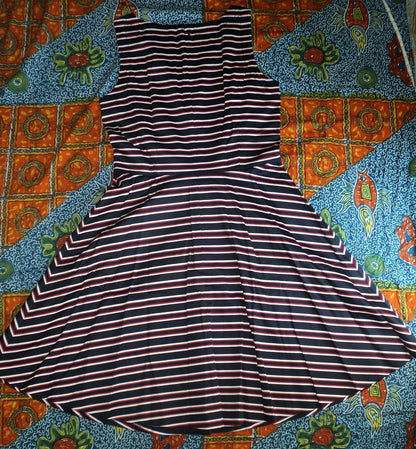 Tommy Hilfiger Masters Navy Peggy Striped Fit & Flare Dress Size 18