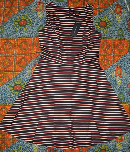 Tommy Hilfiger Masters Navy Peggy Striped Fit & Flare Dress Size 18