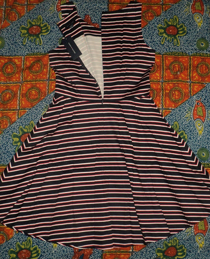 Tommy Hilfiger Masters Navy Peggy Striped Fit & Flare Dress Size 18