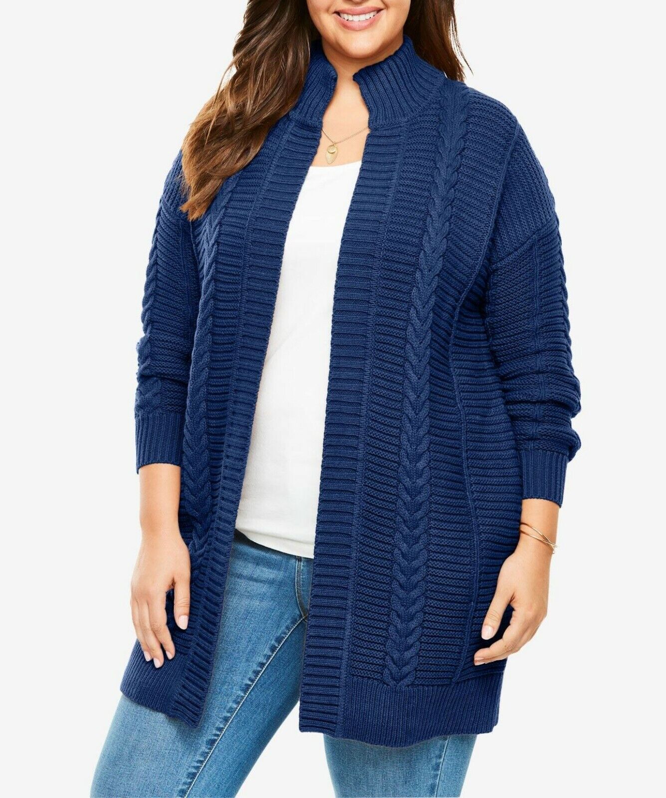 Woman Within Plus Size Evening Blue Knit Sweater Cardigan Size 2X(26/28)