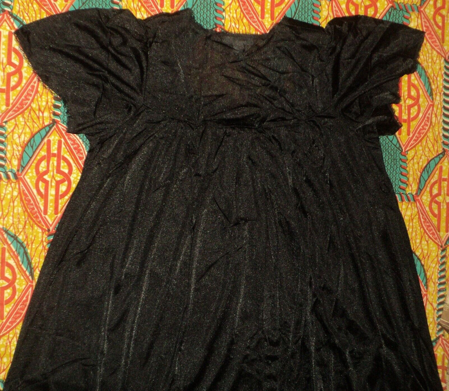 Only Necessities Plus Size Black Short Silky Lace-Trim Nightgown Size L(18/20)