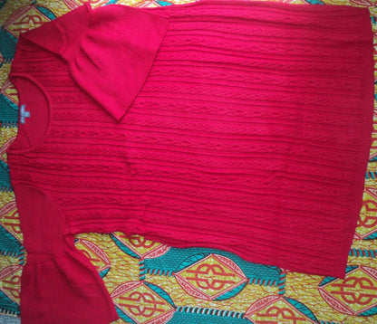 Jessica London Plus Size Bright Ruby Bell-Sleeve Cable Sweater Dress Size 22/24