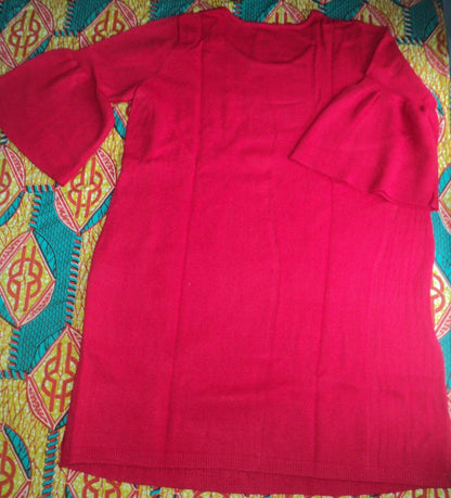 Jessica London Plus Size Bright Ruby Bell-Sleeve Cable Sweater Dress Size 22/24