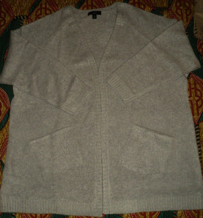 Ellos Plus Size Heather Grey Long Sleeves Open Front Pocket Cardigan Size 2X